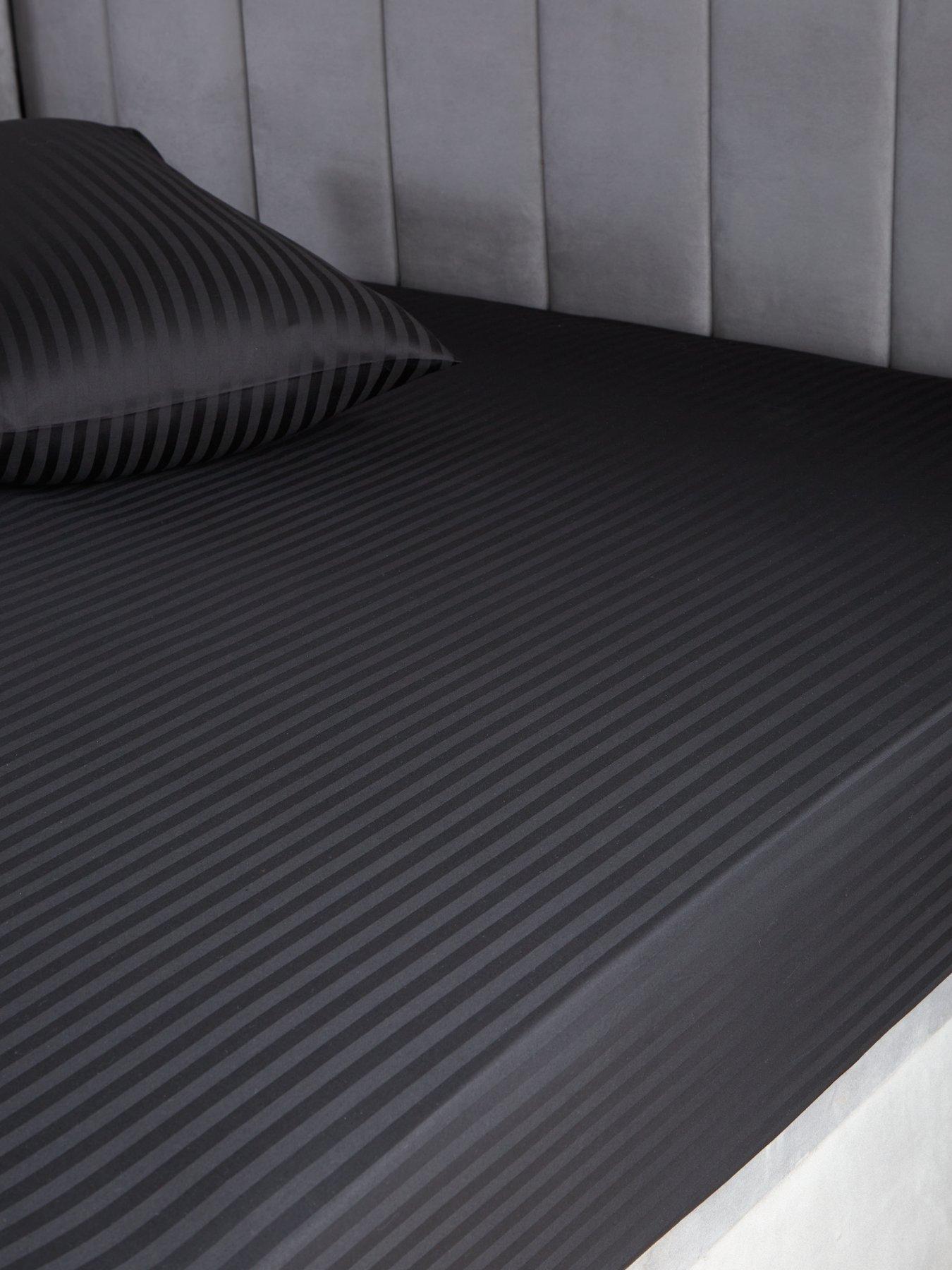 undefined 300 Thread Count Soft Touch Sateen Stripe Extra Deep 32 cm Fitted Sheet