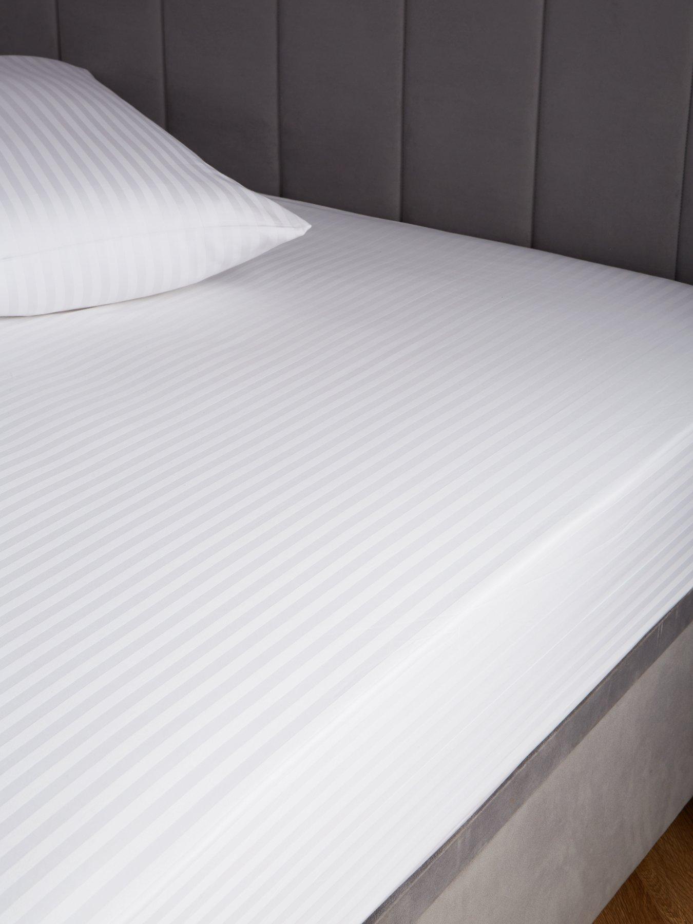 undefined 300 Thread Count Soft Touch Sateen Stripe Extra Deep 32 cm Fitted Sheet