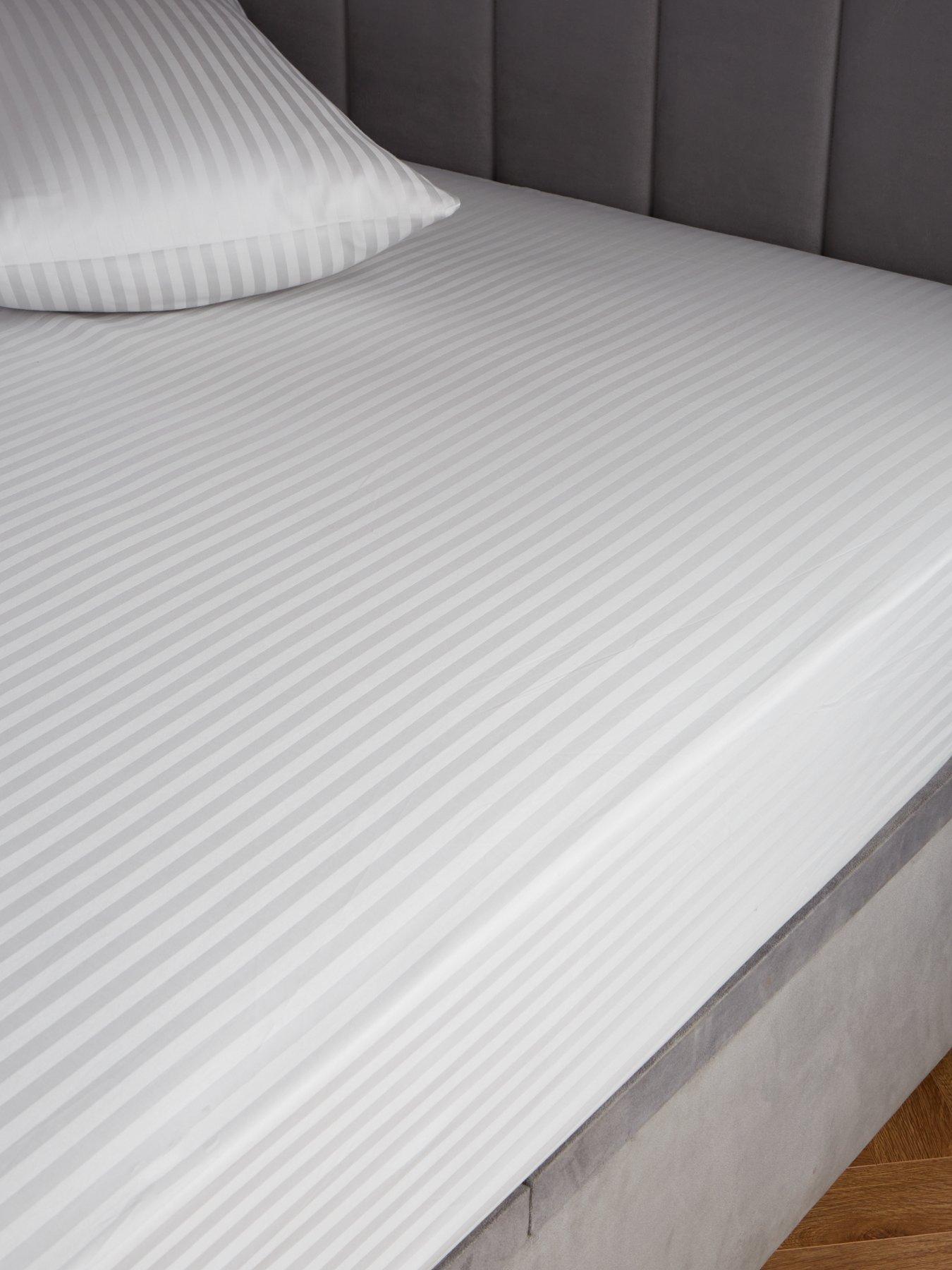 Image 1 of 3 of Very Home 300 Thread Count Soft Touch Sateen Stripe Extra Deep 32 cm Fitted Sheet&nbsp;