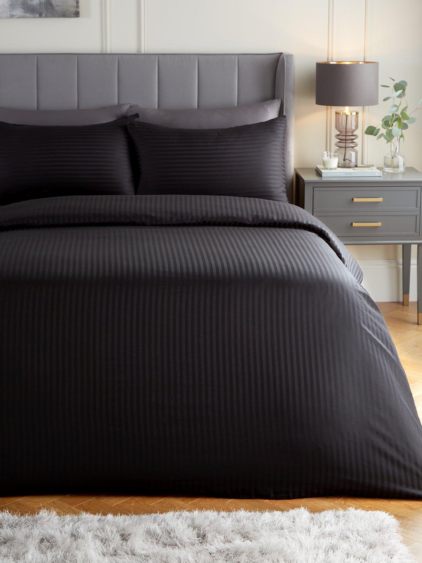 undefined 300 Thread Count Soft Touch Sateen Stripe Duvet Cover Set