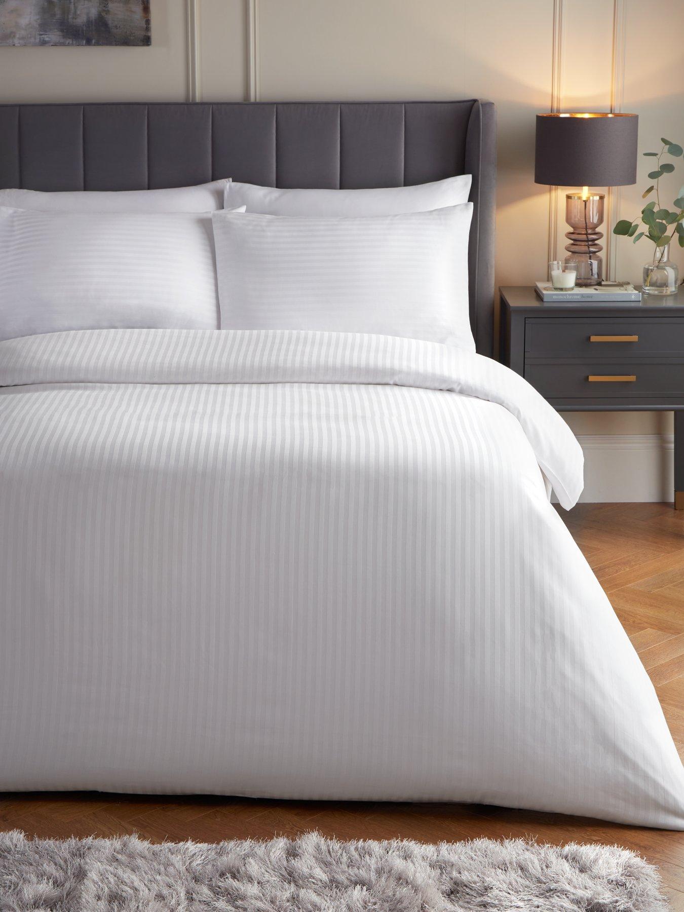 undefined 300 Thread Count Soft Touch Sateen Stripe Duvet Cover Set