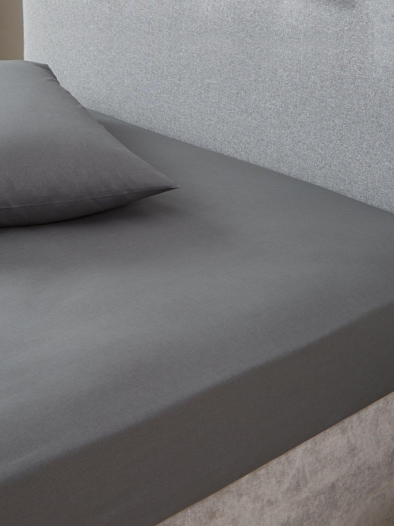 Fitted Sheets, Grey, Single 3ft, Bed sheets, Bedding