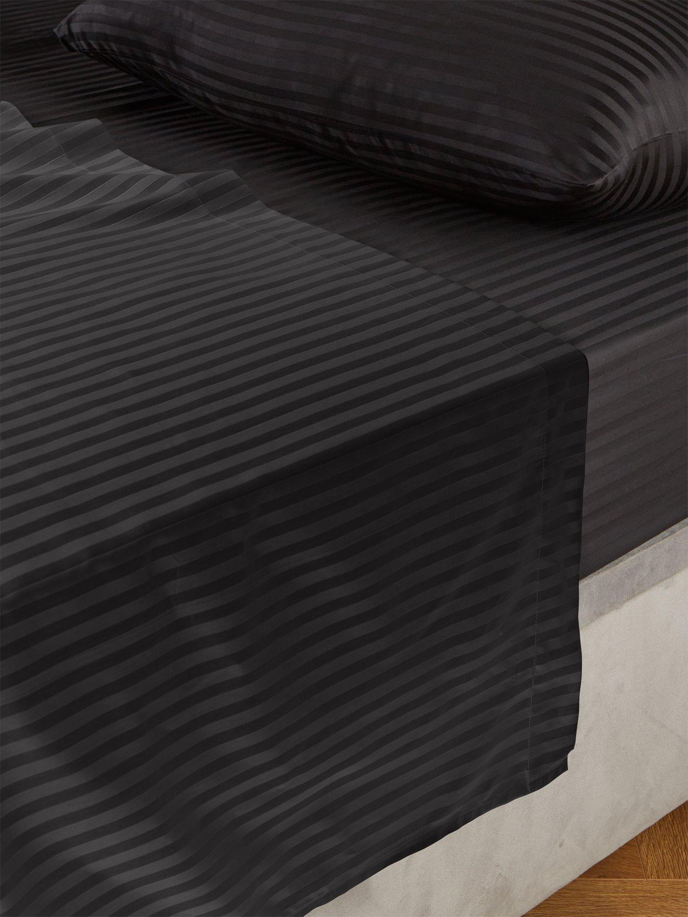 undefined Luxury 300 Thread Count Soft Touch Sateen Stripe Flat Sheet