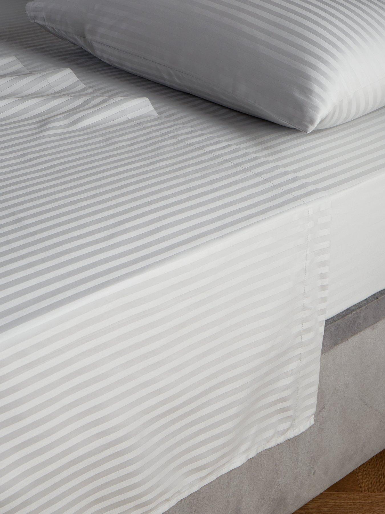 undefined Luxury 300 Thread Count Soft Touch Sateen Stripe Flat Sheet