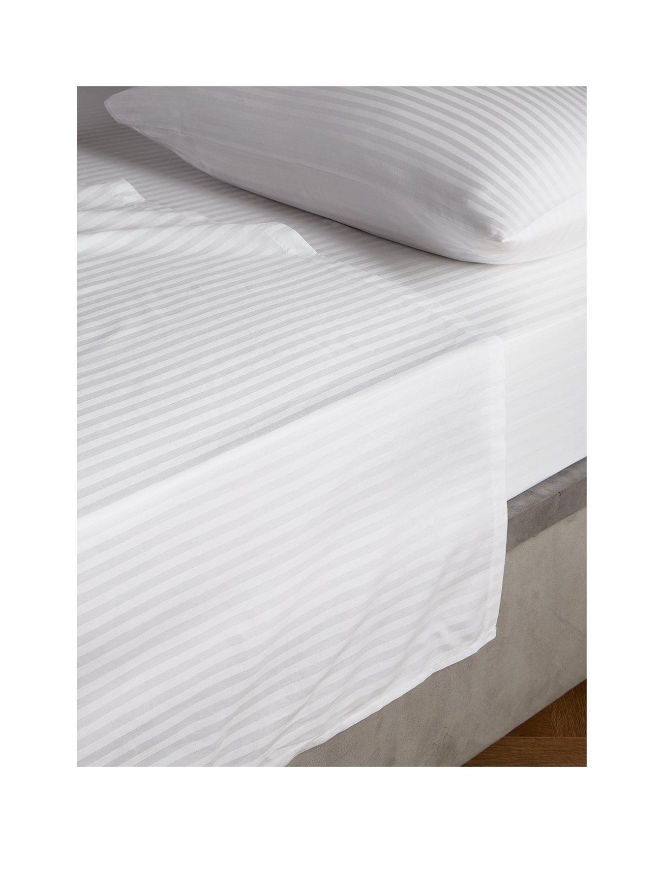 Image 2 of 2 of Very Home Luxury 300 Thread Count Soft Touch Sateen Stripe Flat Sheet