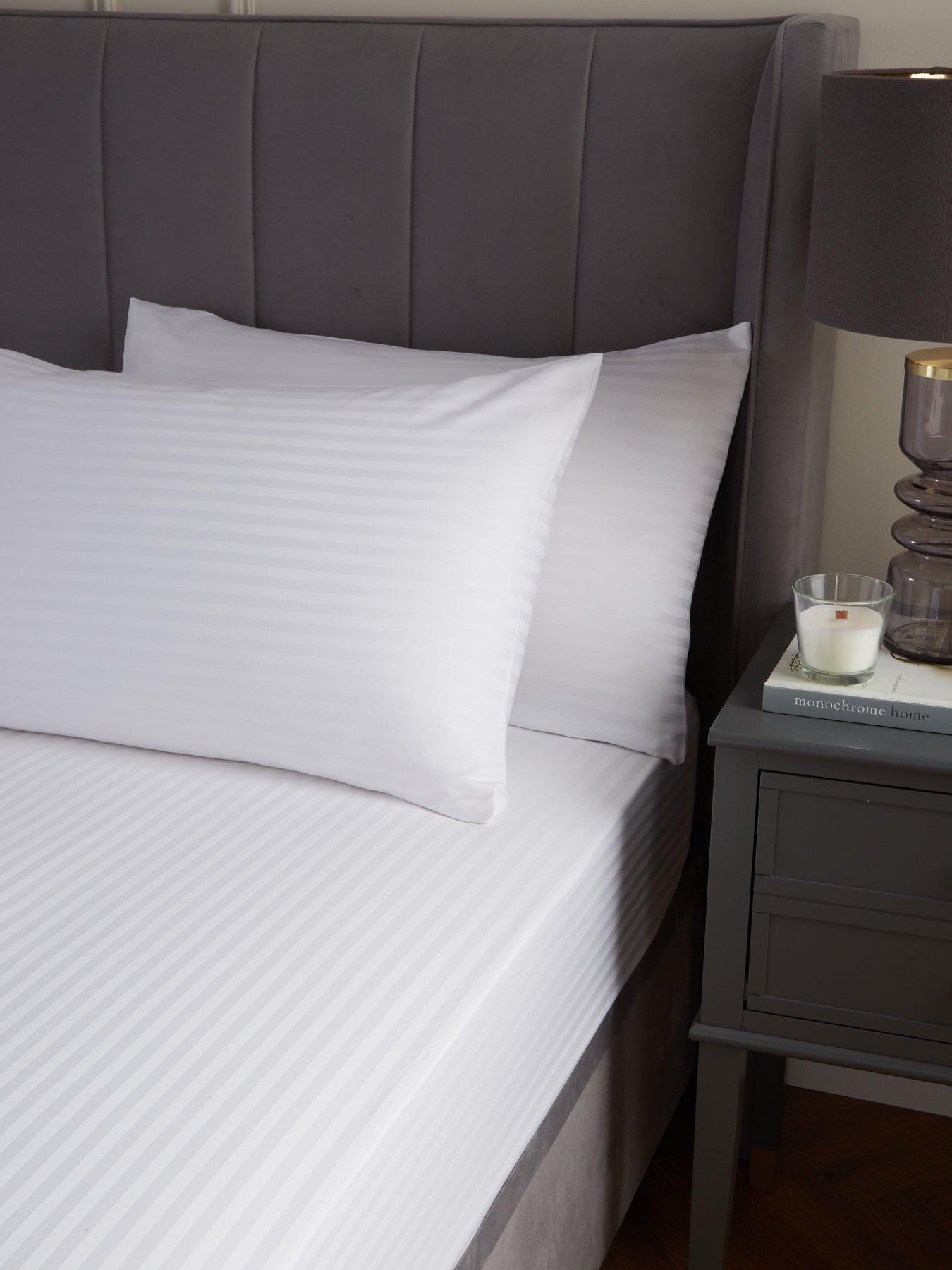 Product photograph of Very Home Luxury 300 Thread Count Soft Touch Sateen Stripe Housewife Pillowcase from very.co.uk
