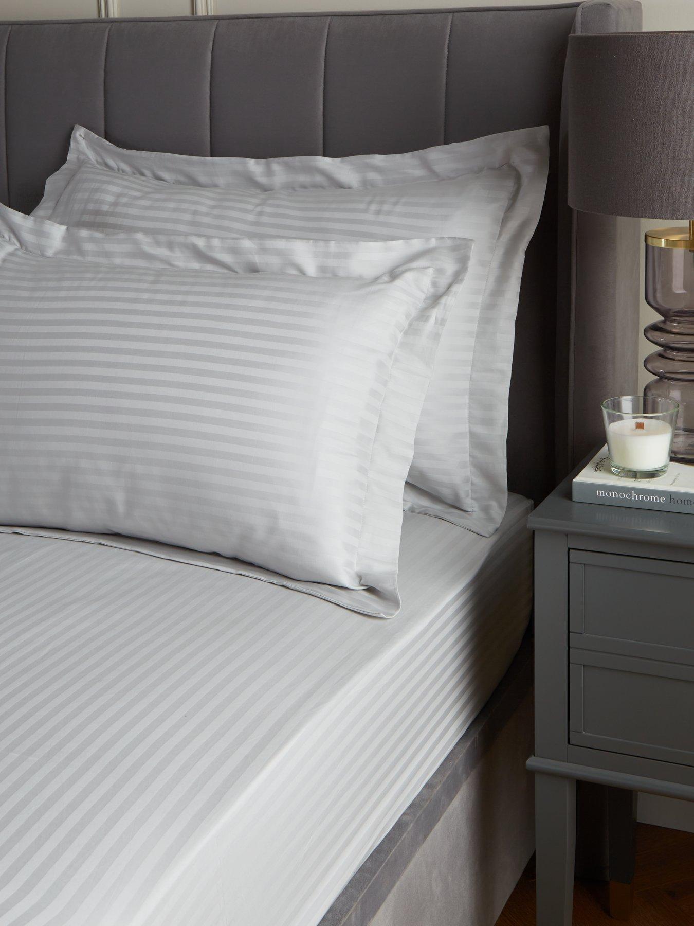 undefined Luxury 300 Thread Count Soft Touch Sateen Stripe Oxford Pillowcase Pair