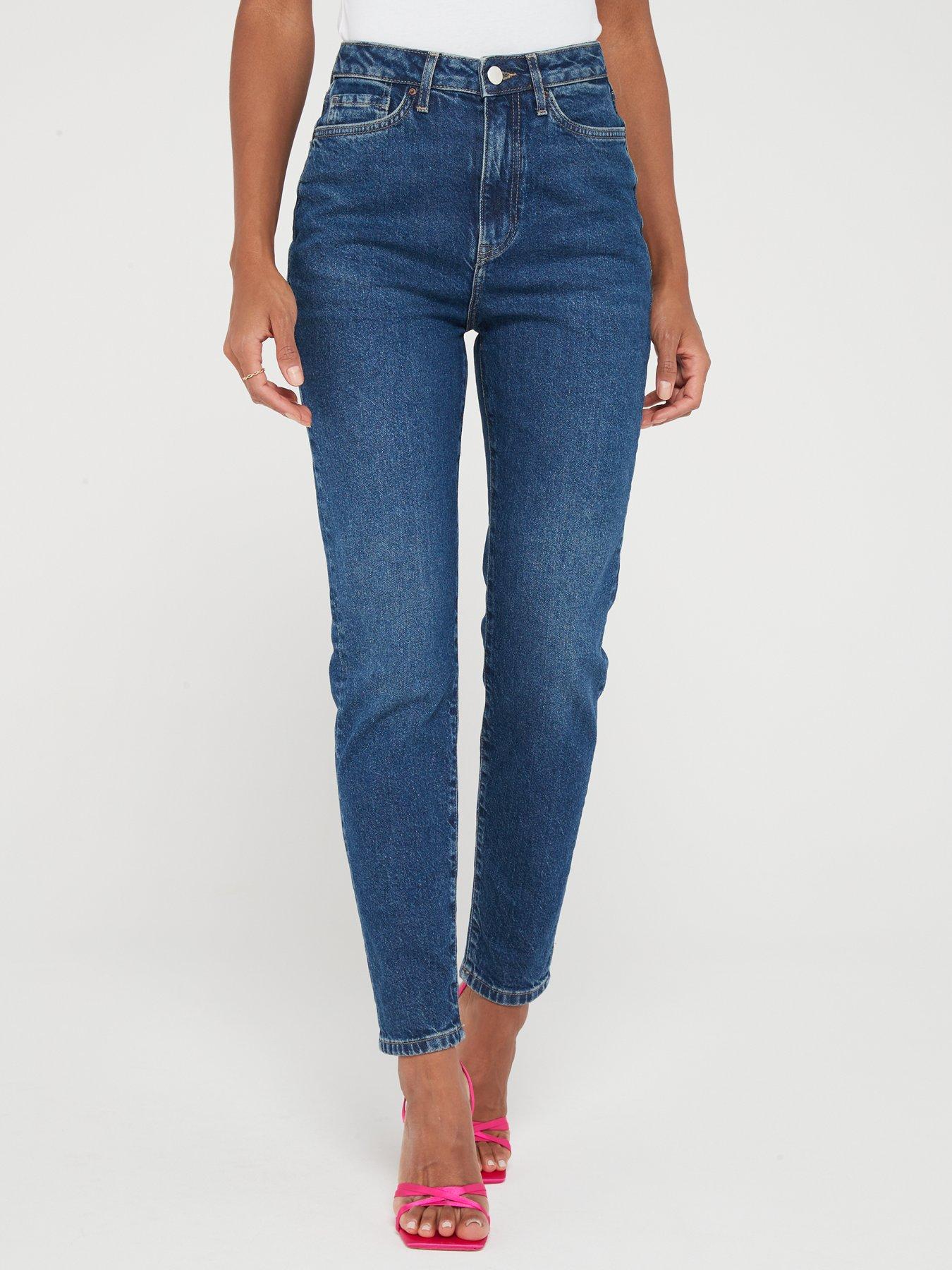 Super high waisted blue hot sale jeans