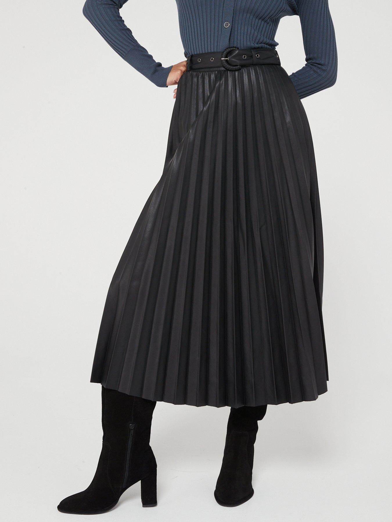 Belted midi hot sale skirt