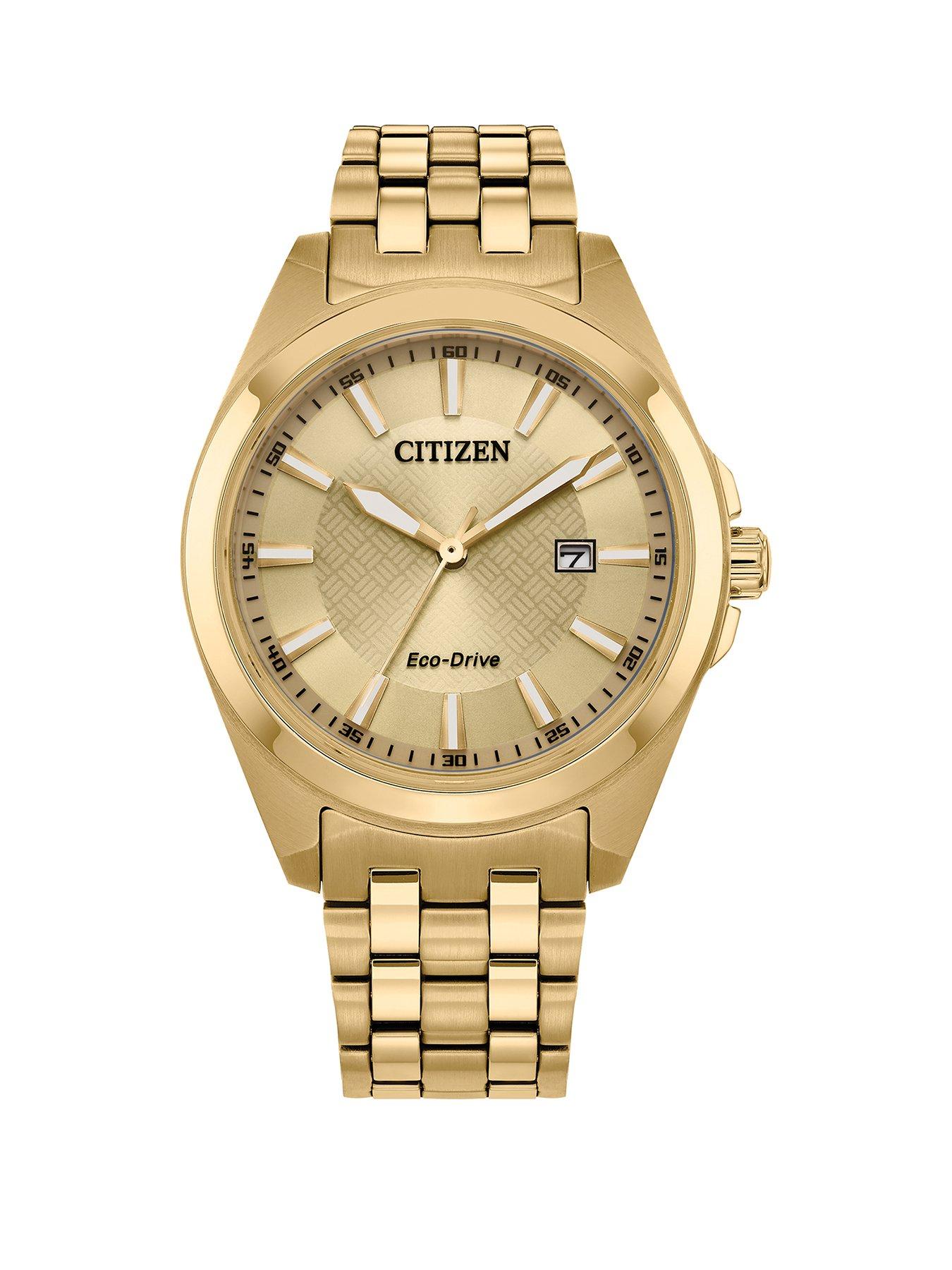 Product photograph of Citizen Gents Eco-drive Bracelet Gold Bracelet from very.co.uk