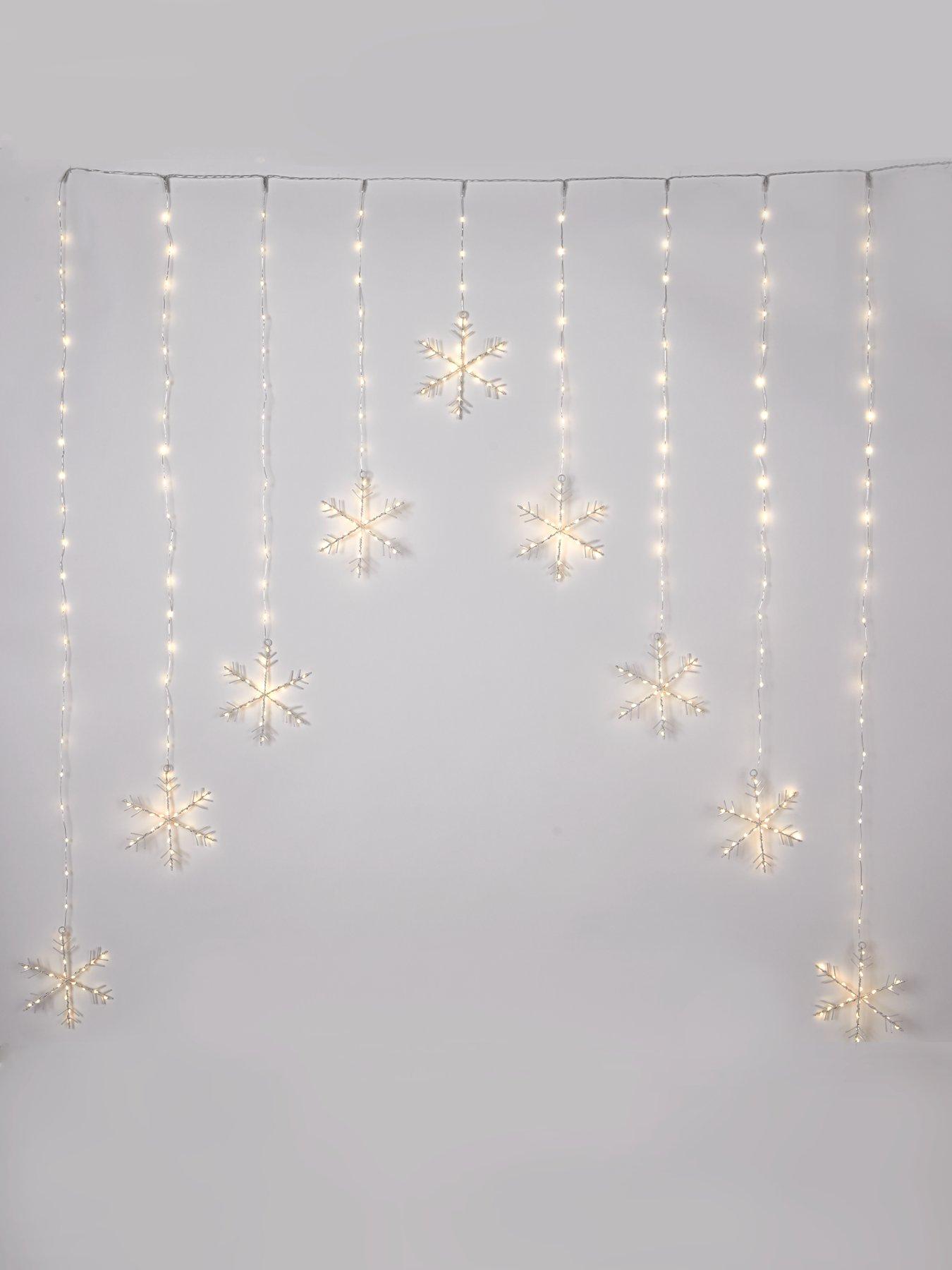 Very Home Warm White Snowflake Christmas Curtain Light