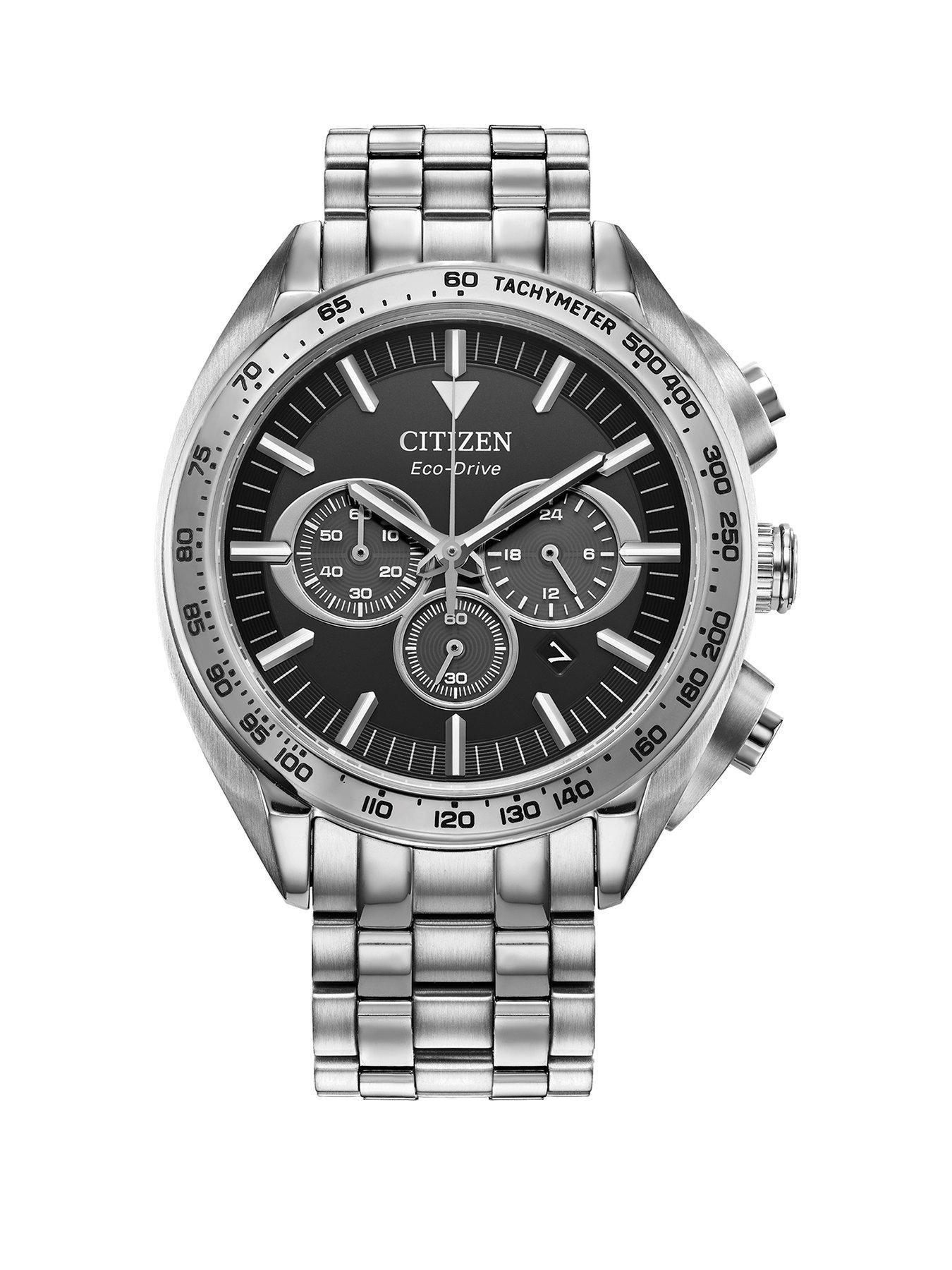 Product photograph of Citizen Gents Eco-drive Chronograph Stainless Steel Bracelet Watch from very.co.uk