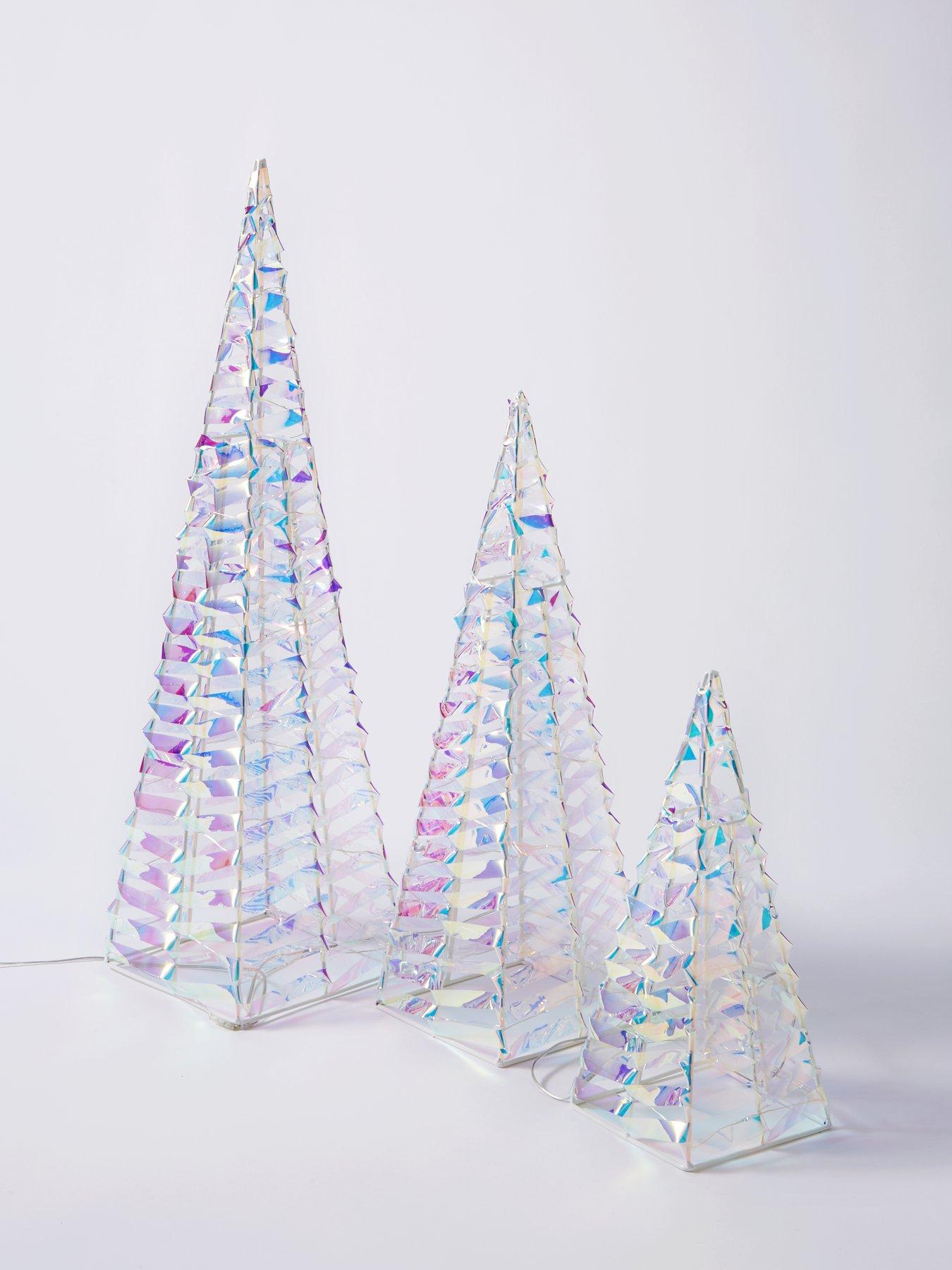 Very Home Set of 3 Battery Operated Iridescent Lit Cone Multifunction
