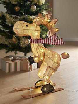 Product photograph of Very Home 90 Cm Skiing Reindeer Outdoor Christmas Light from very.co.uk