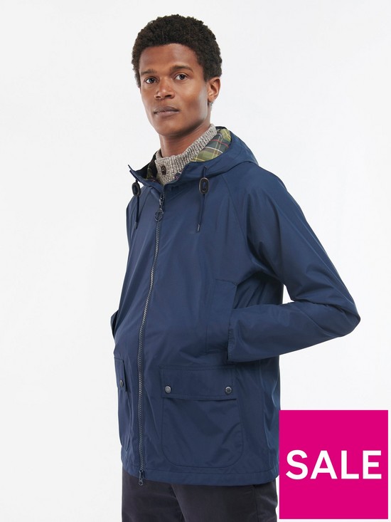 front image of barbour-hooded-domus-jacket-navy