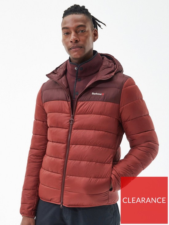 front image of barbour-kendle-hooded-padded-jacket-red