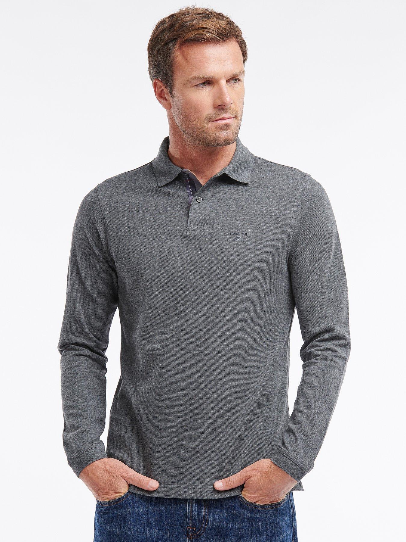 Barbour Essential Long Sleeve Sports Polo Shirt Grey Very