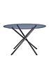  image of very-home-angel-glass-top-120-cm-dining-table-with-4-angel-velvet-chairs-blackgrey
