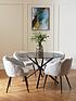  image of very-home-angel-glass-top-120-cm-dining-table-with-4-angel-bouclenbspchairs-blackcream