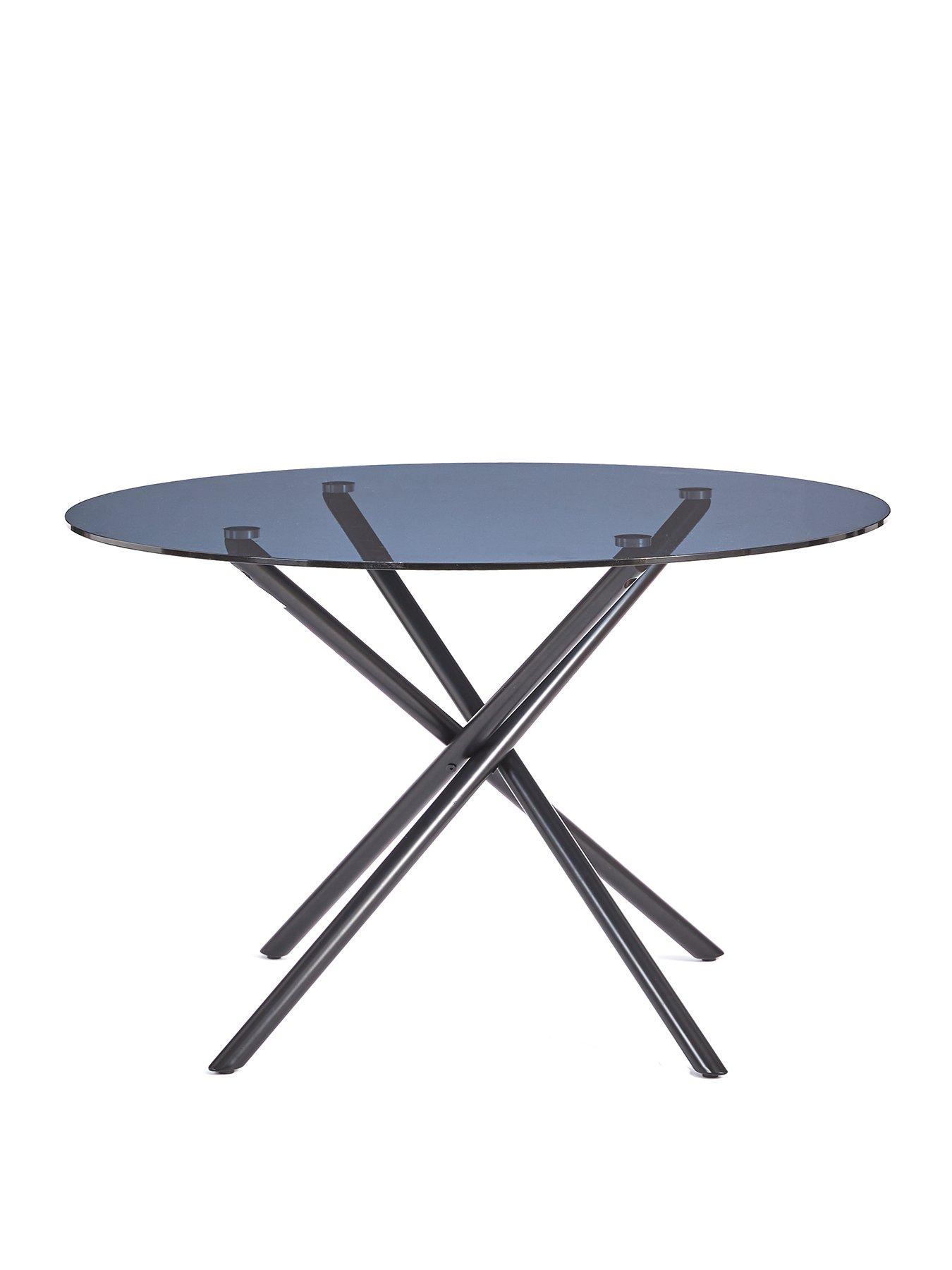 Image 3 of 6 of Very Home Angel Glass Top 120 cm Dining Table with 4 Angel Boucle&nbsp;Chairs - Black/Cream