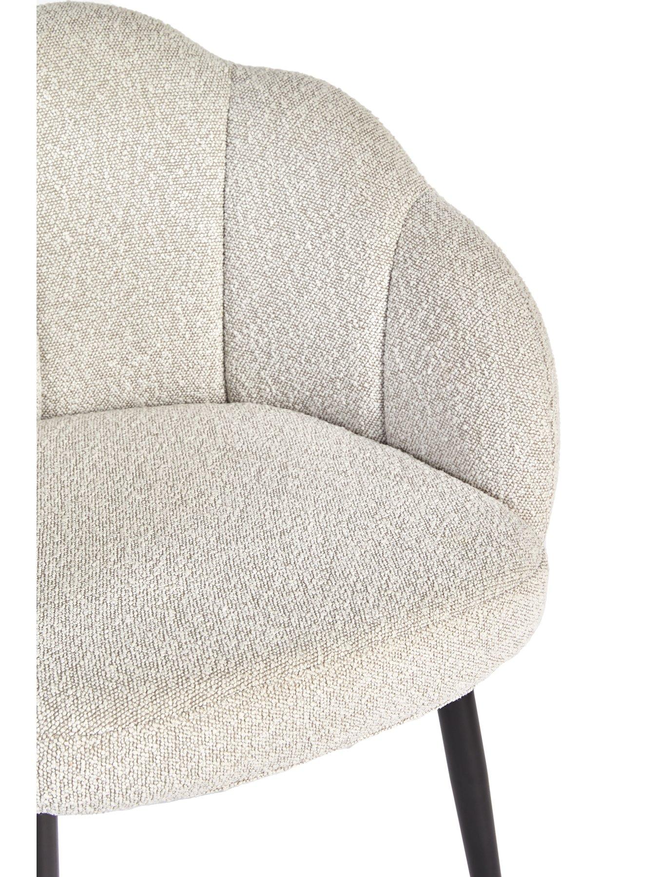 Image 5 of 6 of Very Home Angel Glass Top 120 cm Dining Table with 4 Angel Boucle&nbsp;Chairs - Black/Cream