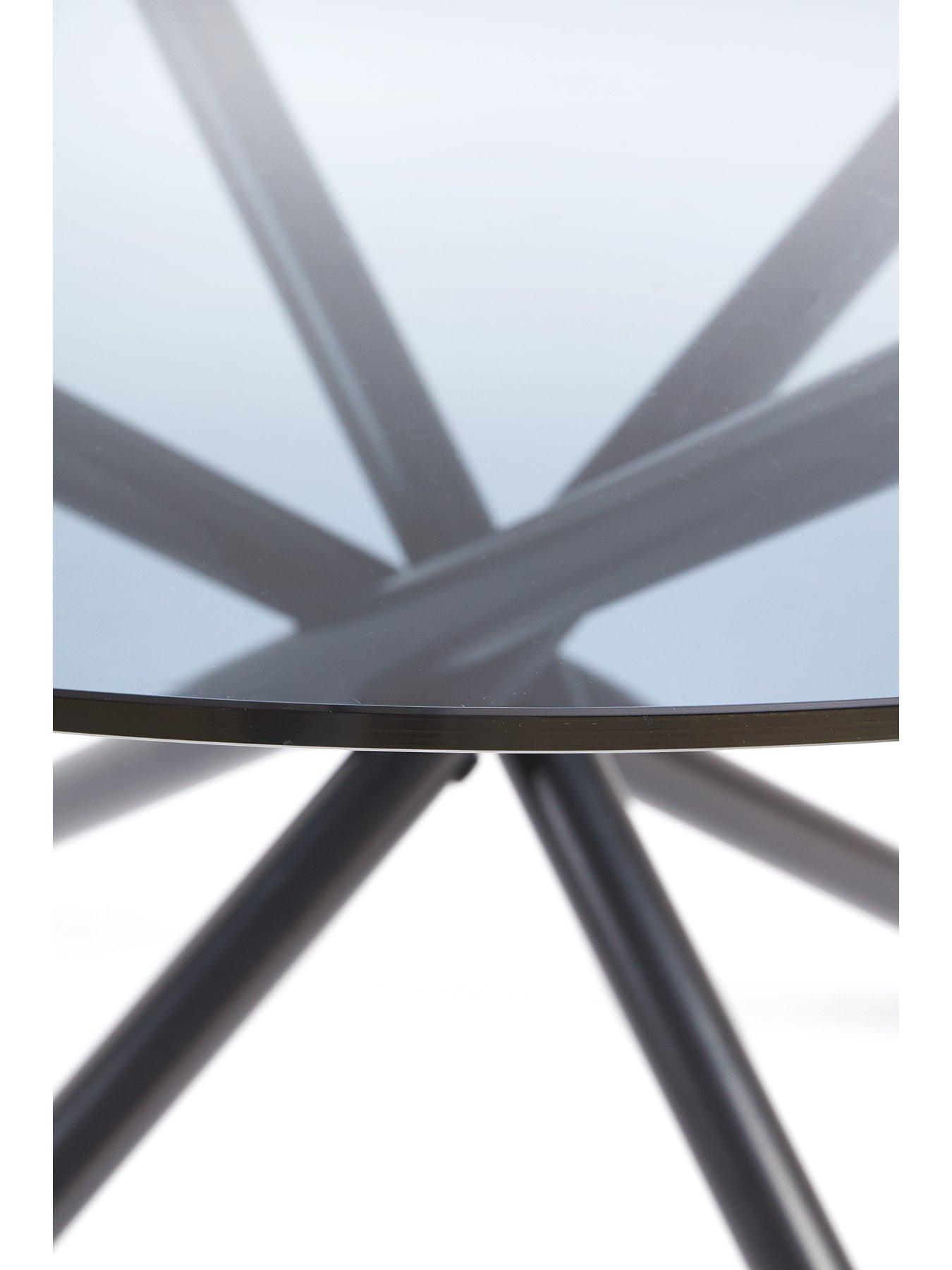 Image 6 of 6 of Very Home Angel Glass Top 120 cm Dining Table with 4 Angel Boucle&nbsp;Chairs - Black/Cream