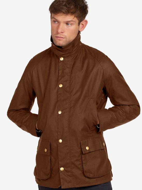 front image of barbour-ashby-wax-jacket-brown