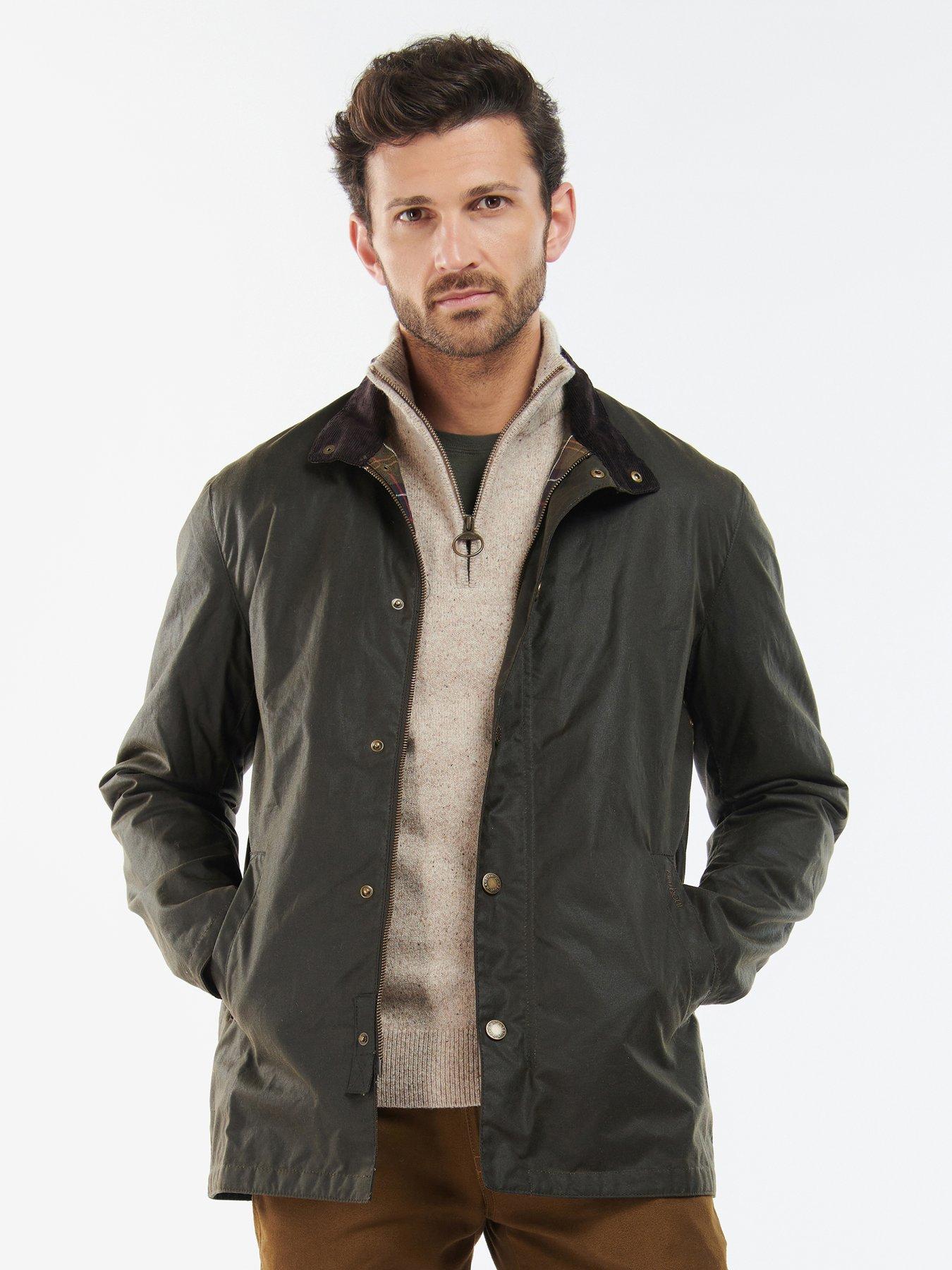 Barbour Evelar Wax Jacket - Dark Green | very.co.uk