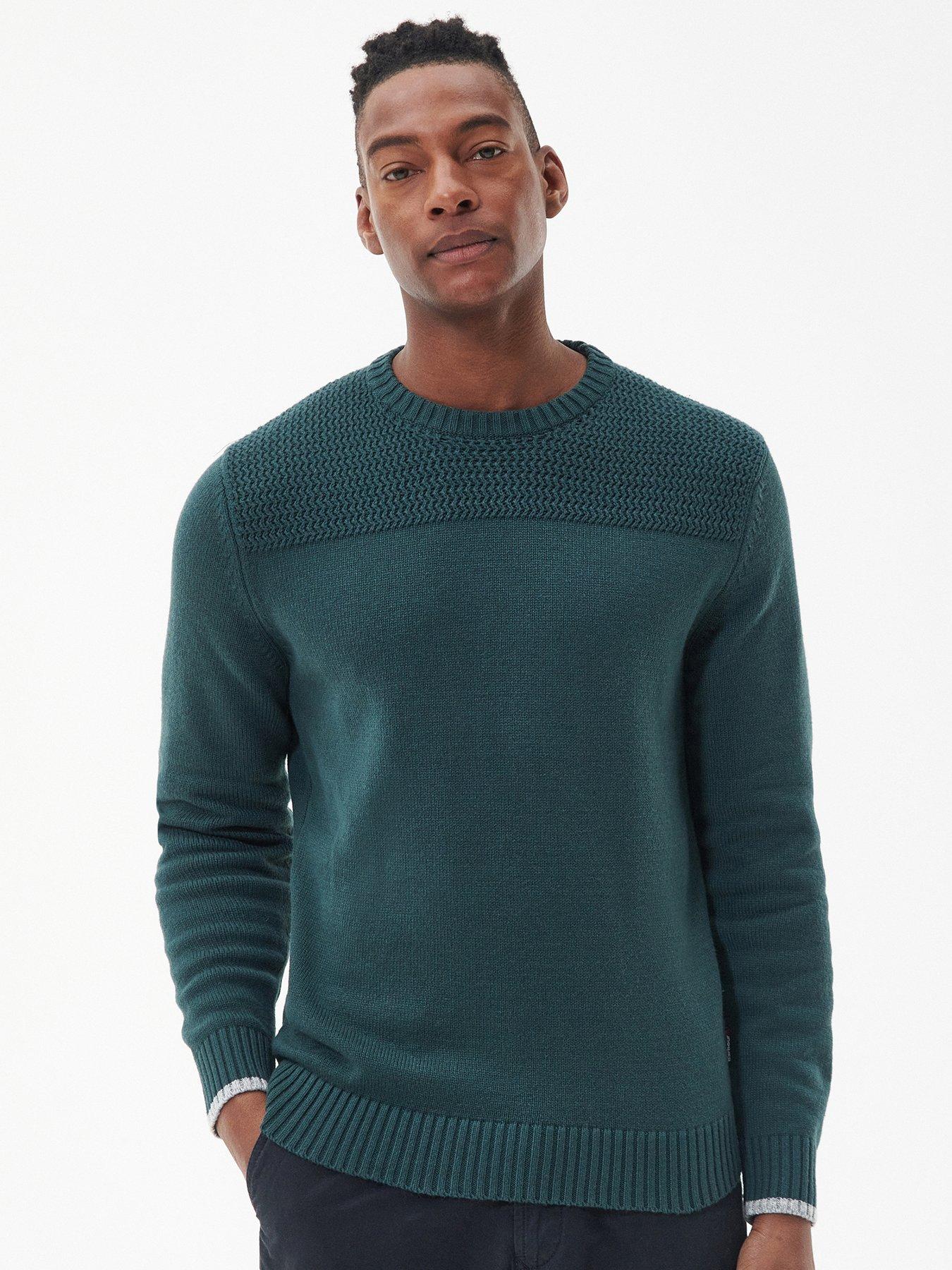 Barbour mens green jumper on sale