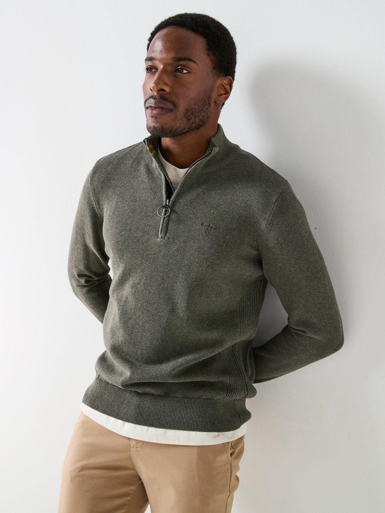 undefined Cotton Half Zip Jumper - Dark Green