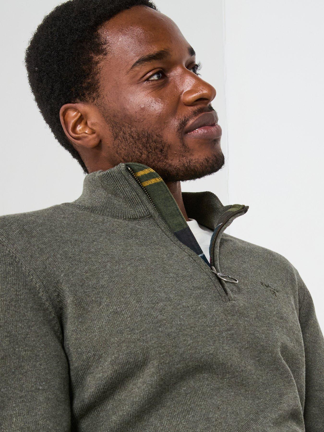 Barbour Cotton Half Zip Jumper Dark Green Very
