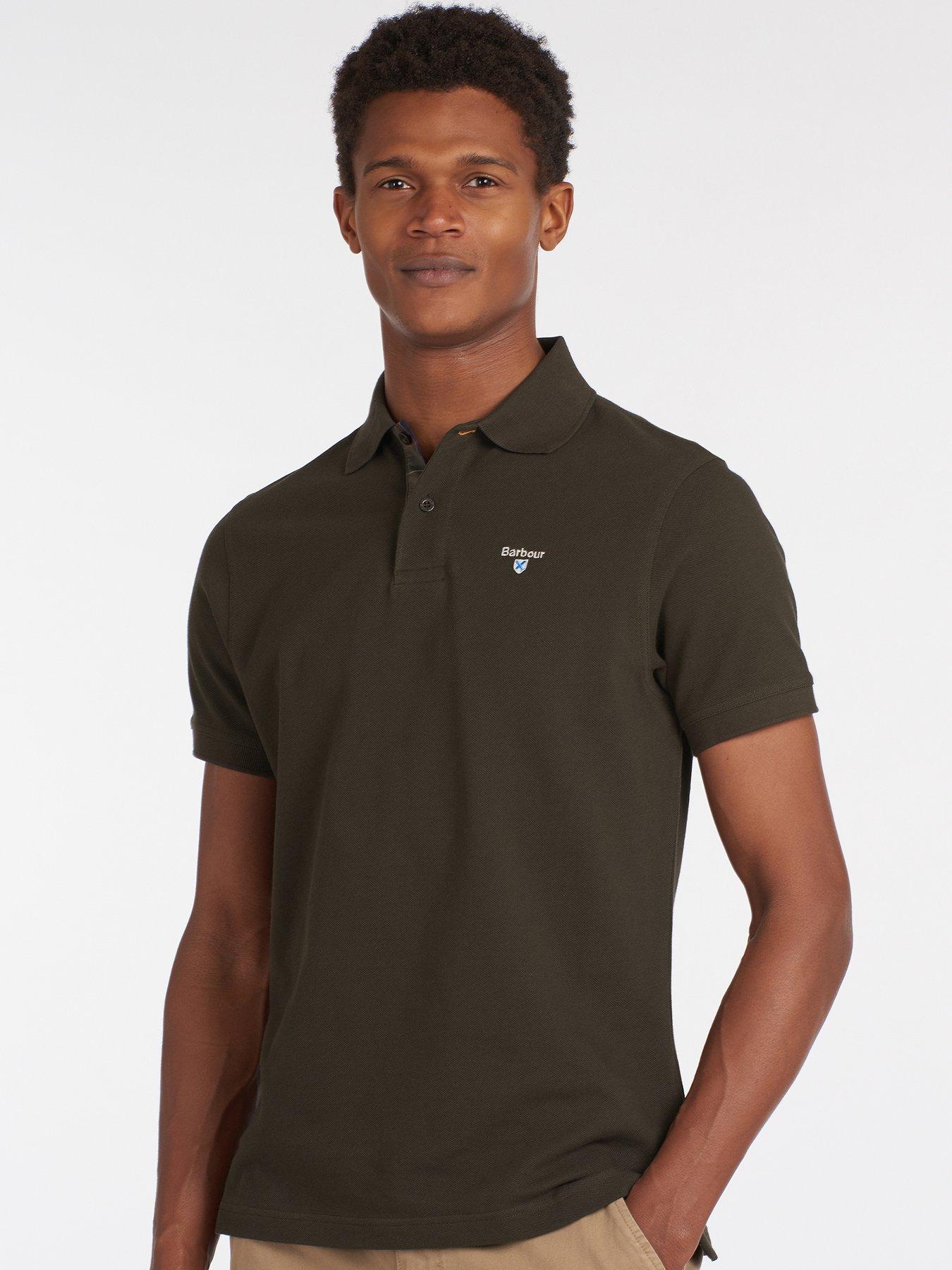 Barbour Tartan Pique Polo Shirt - Dark Green | Very.co.uk