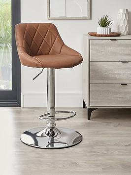 Product photograph of Very Home Diamond Stitch Faux Leather Bar Stool - Tan from very.co.uk
