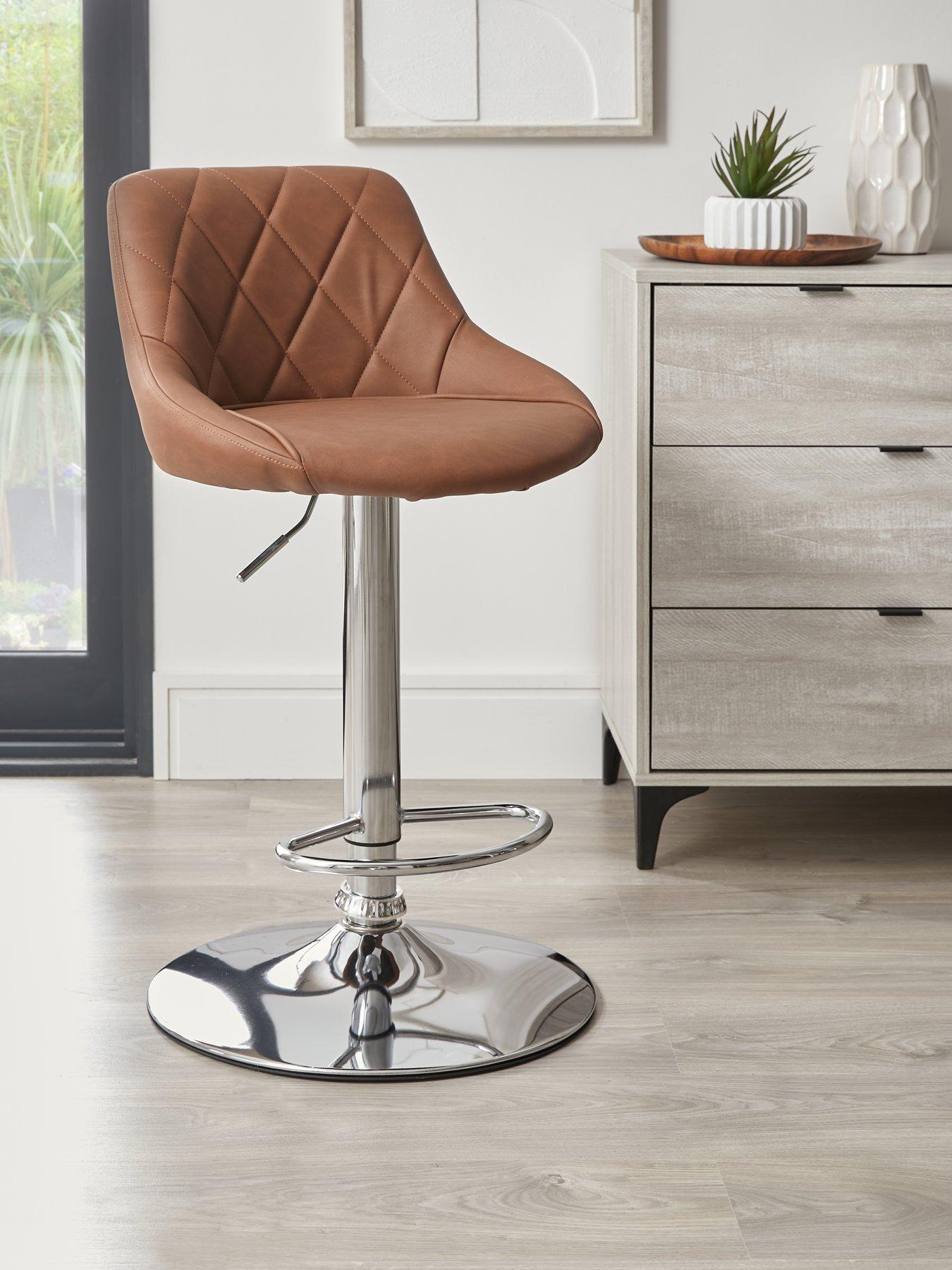 Very Home Diamond Stitch Faux Leather Bar Stool - Tan- FSC® Certified
