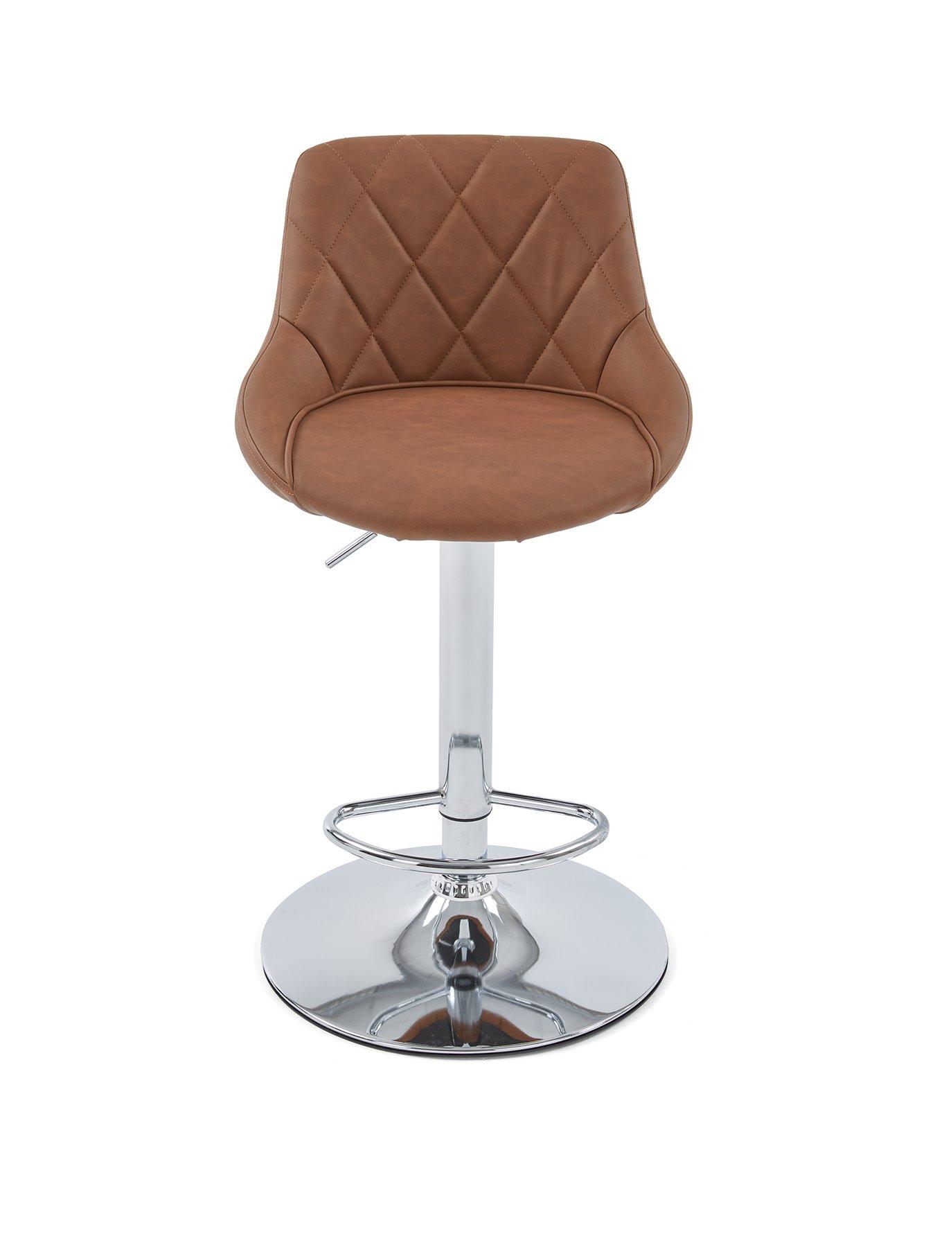 Image 2 of 7 of Very Home Diamond Stitch Faux Leather Bar Stool - Tan- FSC&reg; Certified