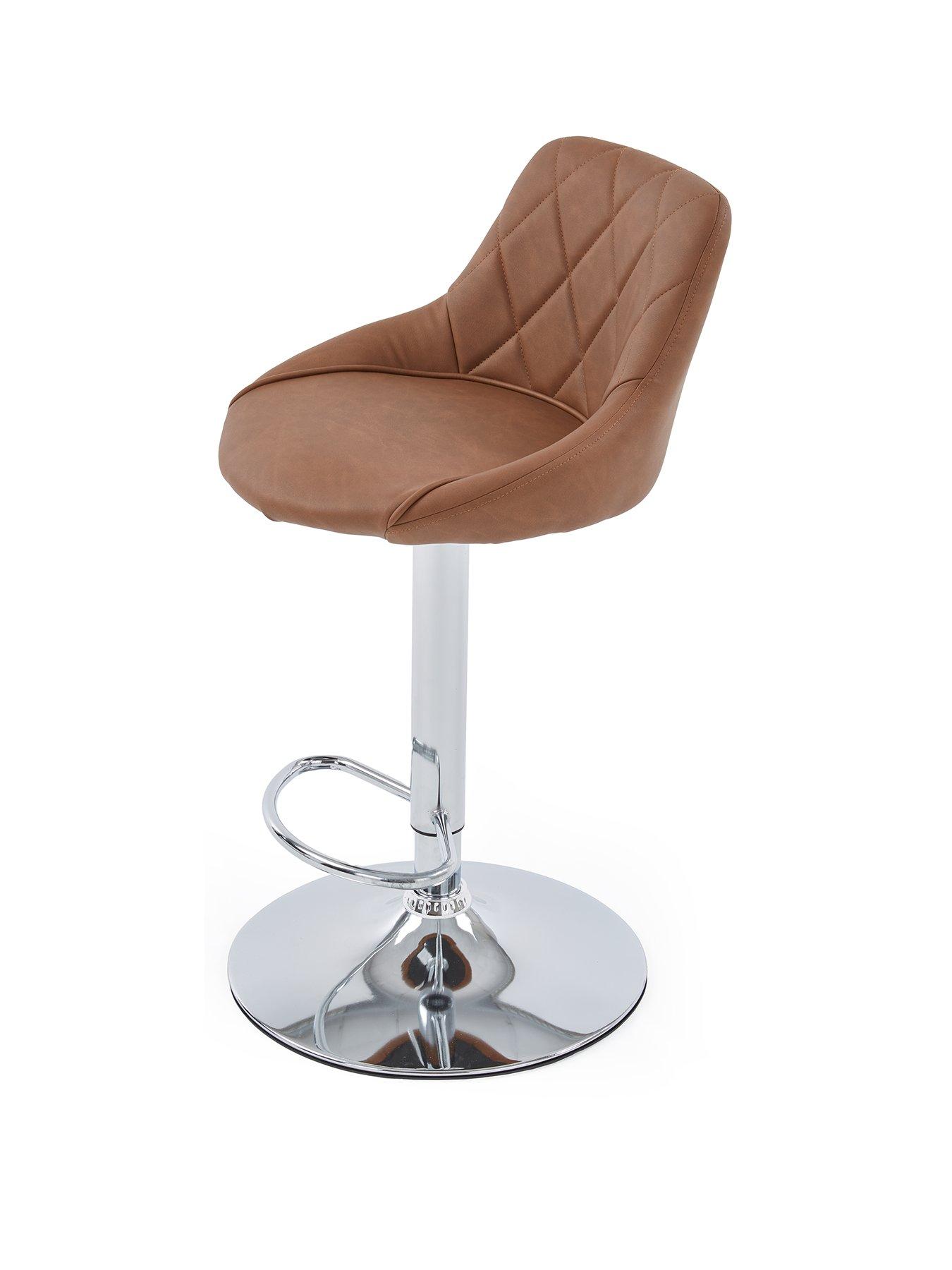 Image 3 of 7 of Very Home Diamond Stitch Faux Leather Bar Stool - Tan- FSC&reg; Certified