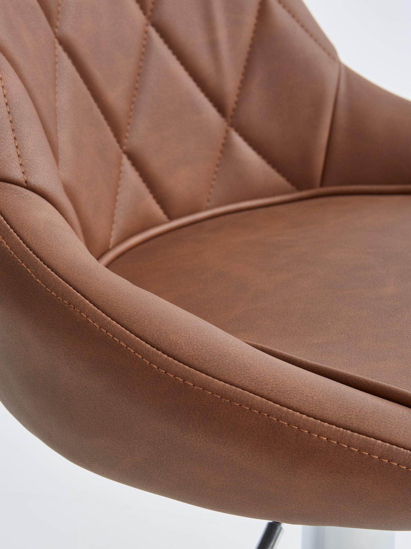 Image 6 of 7 of Very Home Diamond Stitch Faux Leather Bar Stool - Tan- FSC&reg; Certified