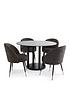  image of very-home-moda-round-glass-topnbsppedestal-column-120-cmnbspdining-table-_4-dining-chairs-black