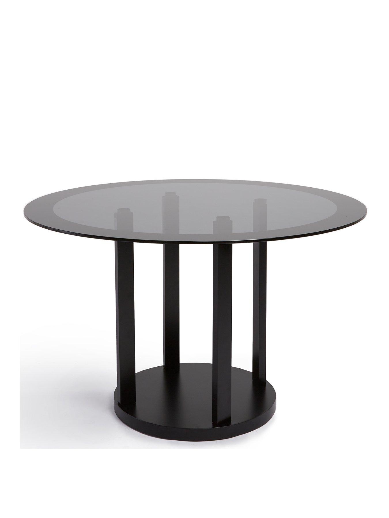Image 3 of 6 of Very Home Moda Round Glass Top&nbsp;Pedestal Column 120 cm&nbsp;Dining Table +_4 Dining Chairs - Black