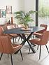  image of very-home-sorena-ceramicnbsptopnbspdining-table-with-6-tan-chairs