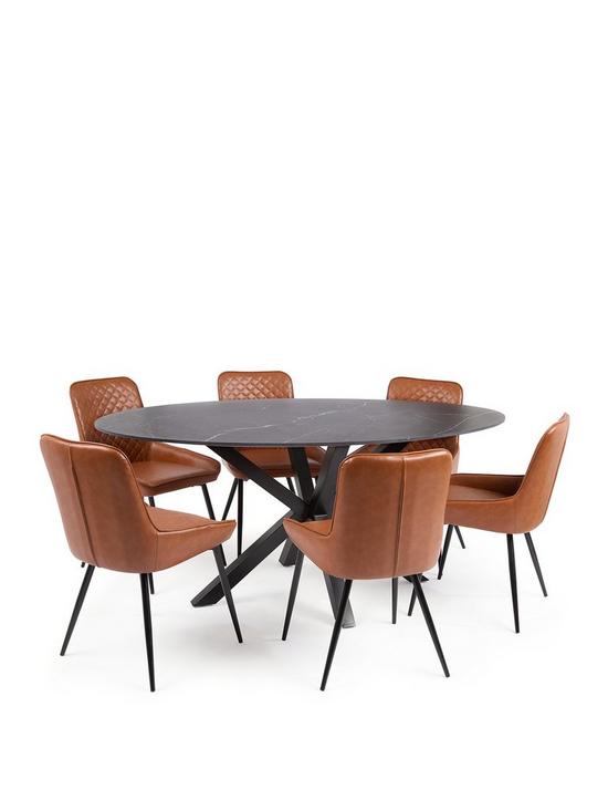 stillFront image of very-home-sorena-ceramicnbsptopnbspdining-table-with-6-tan-chairs
