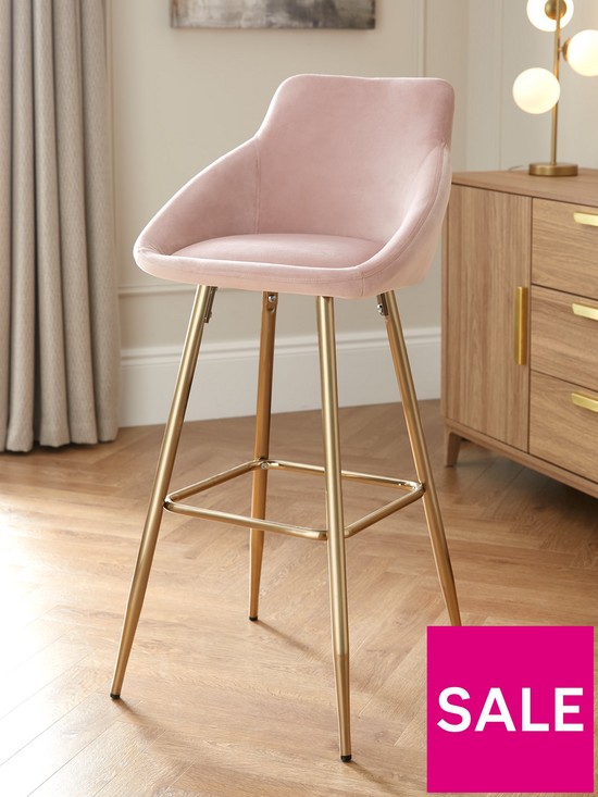 front image of very-home-dahlia-bar-stool-pink