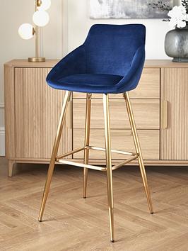 Product photograph of Very Home Dahlia Bar Stool - Navy from very.co.uk