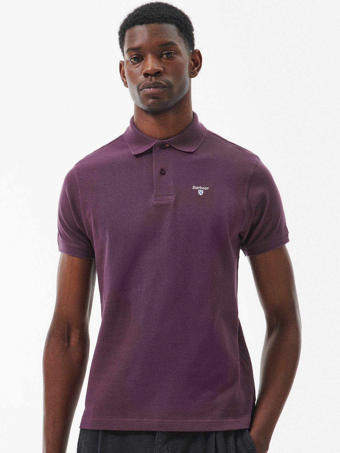 Barbour Tartan Pique Polo Shirt Purple Very