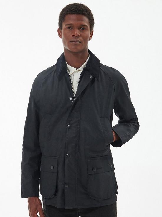 front image of barbour-ashby-wax-corduroy-collar-jacket-black
