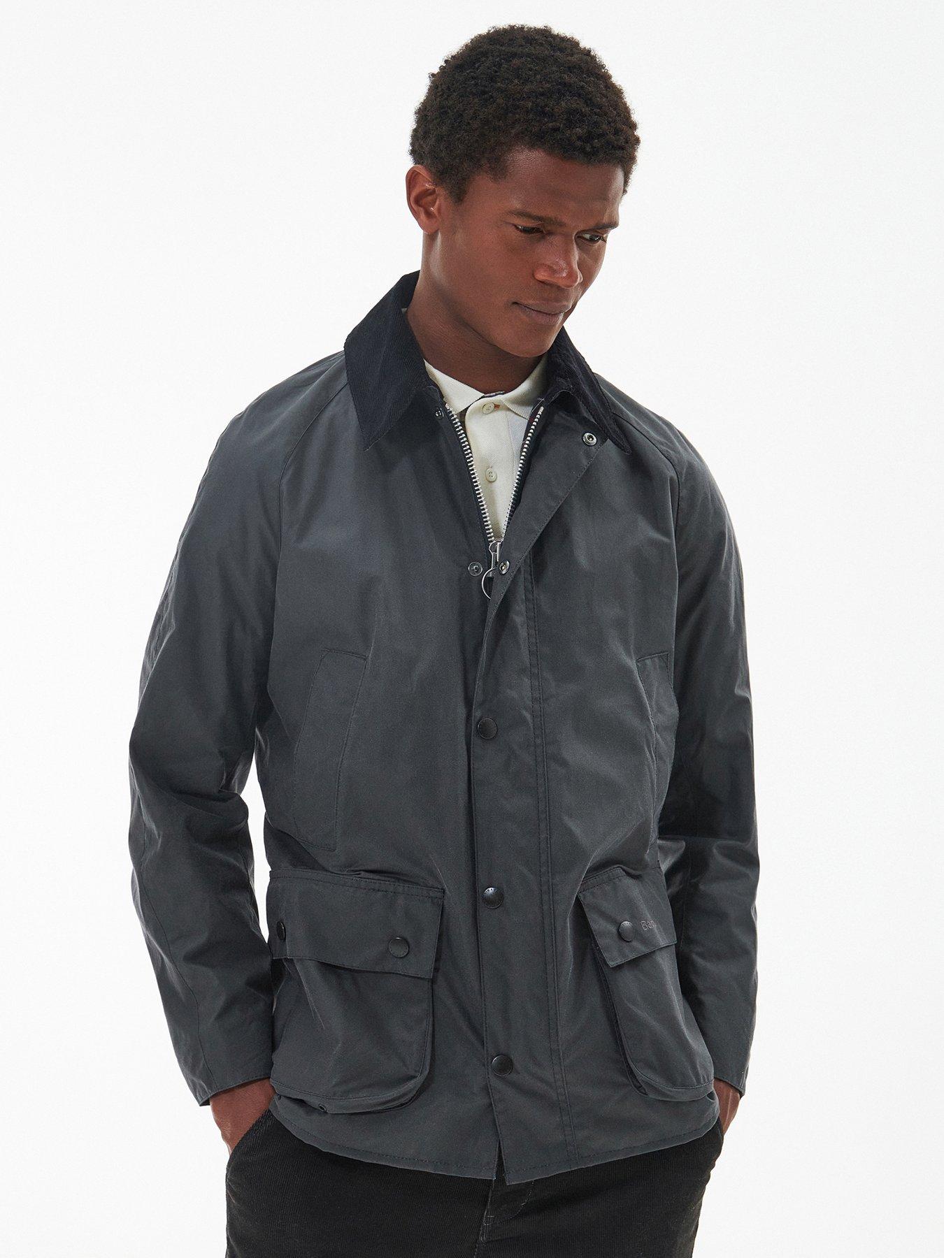 Barbour Ashby Wax Jacket - Dark Grey | Very.co.uk