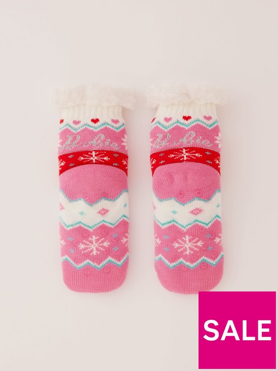 back image of barbie-fairisle-knitted-slipper-socks-pink