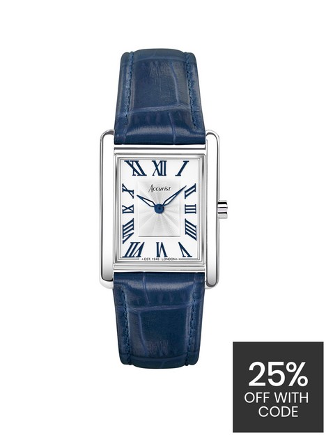 accurist-rectangle-womens-blue-leather-strap-analogue-watch