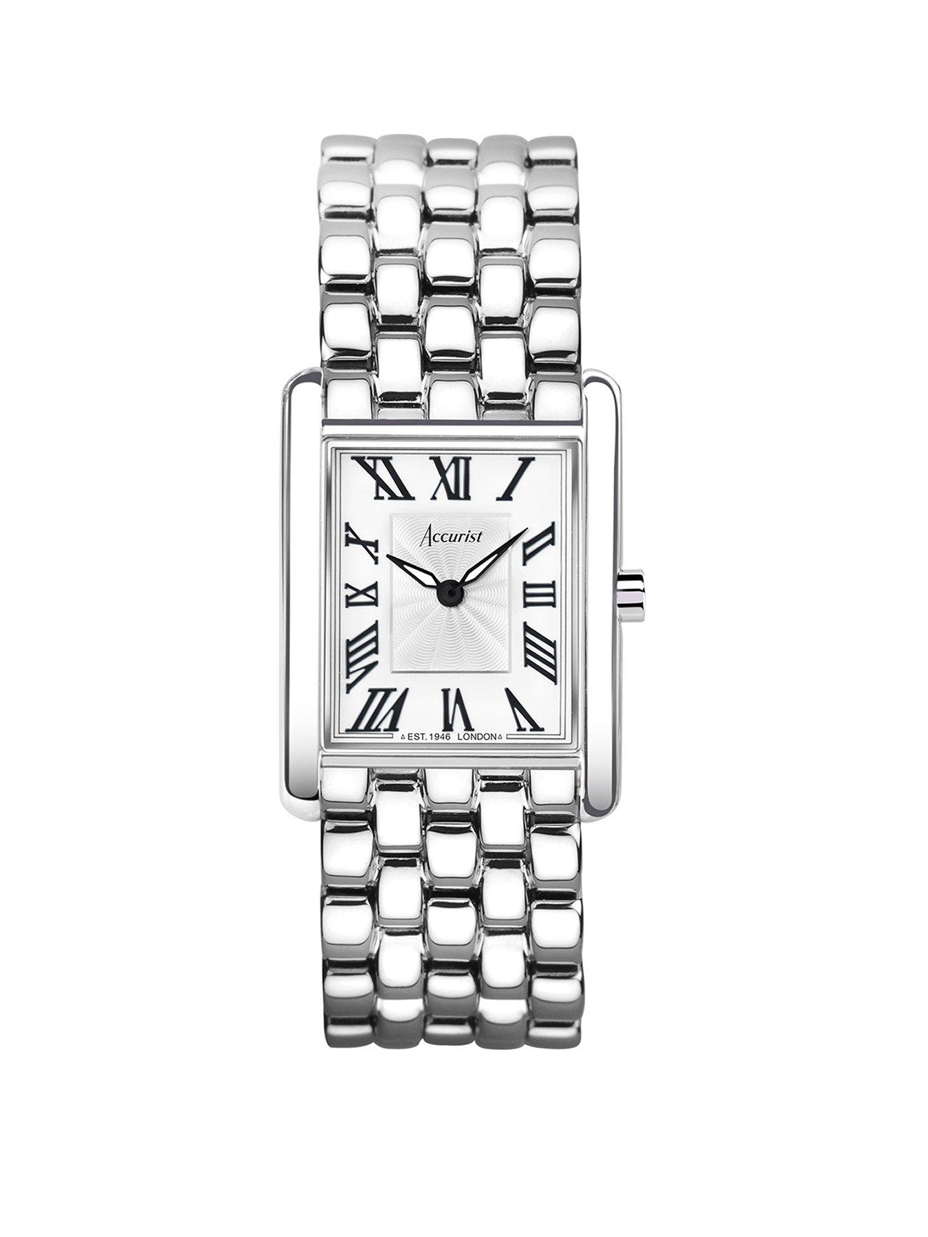 undefined Rectangle Womens Silver Stainless Steel Bracelet Analogue Watch