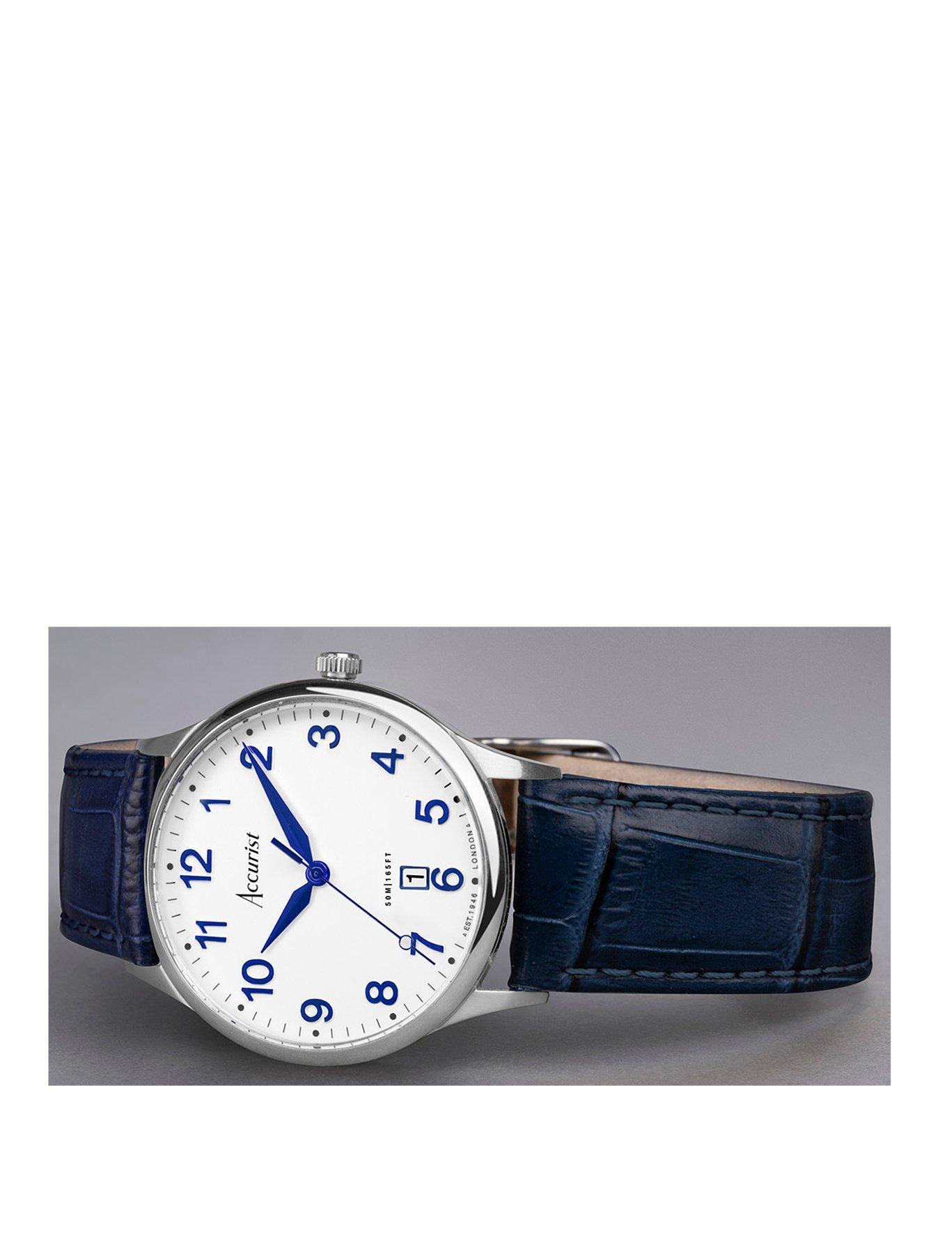 Mens watch white on sale face blue hands